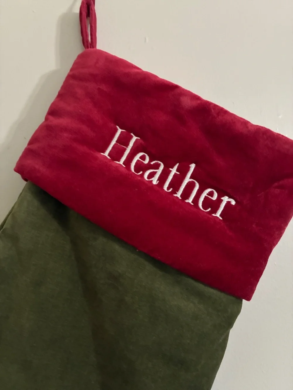 Pottery Barn - Velvet Stocking, Personalized: HEATHER
